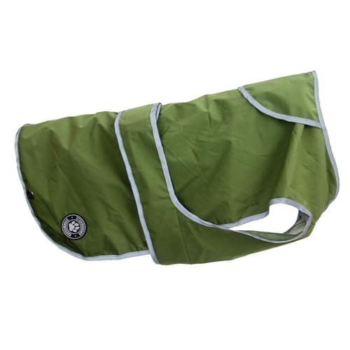 Image of Ancol Stormguard Soft Shell Dog Coat in Khaki - Waterproof Pet Rain Jacket with Zipped Harness Hole - Reflective Edging Puppy Apparel - S/M