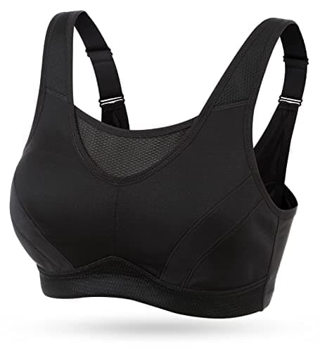 Image of WingsLove Women's Sports Bra High Impact Bra Full Coverage Wirefree Workout Non Padded Ultimate Running Bra Sports Bra Women Plus Size Black