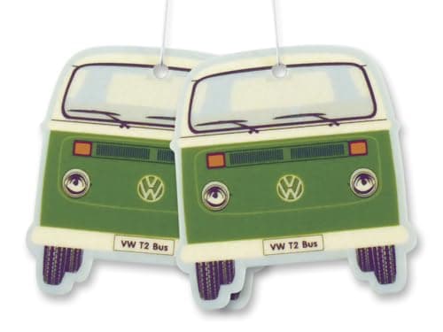 Image of BRISA VW Collection Volkswagen Air Freshener, Room Freshener, Deodorizer for Cars T2 Bus Campervan Motif (Green Tea/Green/Set of 2)
