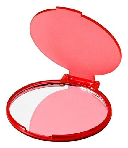 Image of eBuyGB Compact Cosmetic Handbag Folding Pocket Vanity Mirror Toiletry Bag, Red