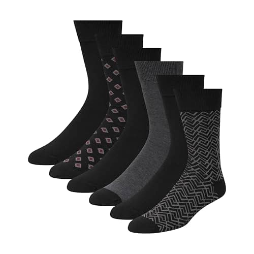 Image of Ted Baker Men's 6 Pack Solid Crew Dress Socks, Blue, OS, Black/Charcoal Heather/Port Royal, One Size