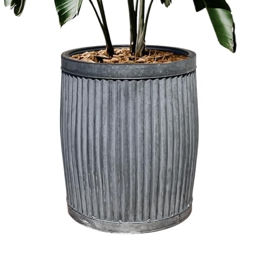 Image of Small Vintage Ribbed Design Galvanised Dolly Tub Planter
