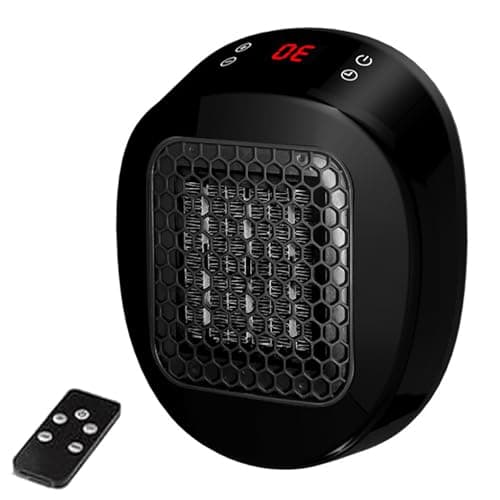 Image of Portable Space Heater, Mini Plug In Heater with Remote Control, Rapid Heating in 3 Seconds, PTC Ceramic Heating Element, 12 Hour Timing (Black)