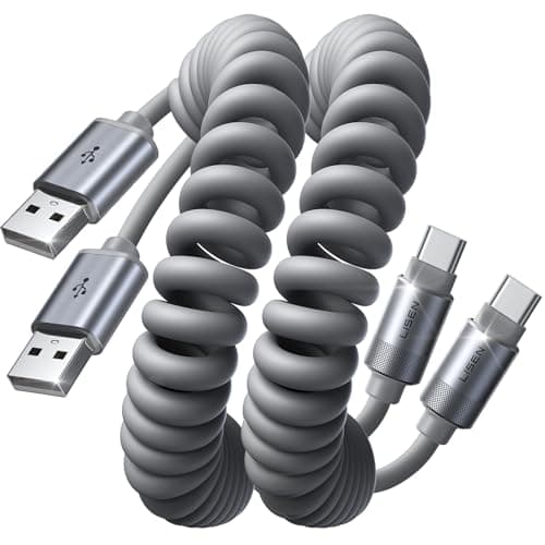 Image of LISEN Coiled USB C Cable, 2 Pack for Car Play & Android Auto Cable, 1.2M Short USB to USB C Cable for iPhone 17/16/15 Pro Max, Samsung Galaxy S25/S24/S23 A15/A14, Google Pixel 9/8, PS5, Kindle