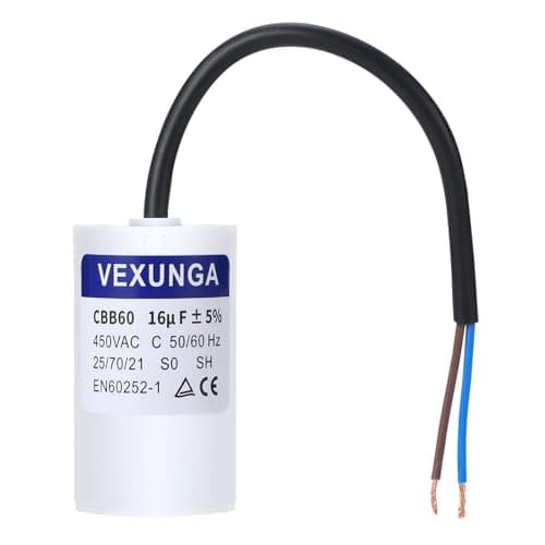 Image of VEXUNGA Capacitor 16uF 450V Starting Capacitor 16µF AC MotorCapacitor CBB60 SH 16 MFD 450VAC Capacitors 40x70MM 50/60Hz with Cable