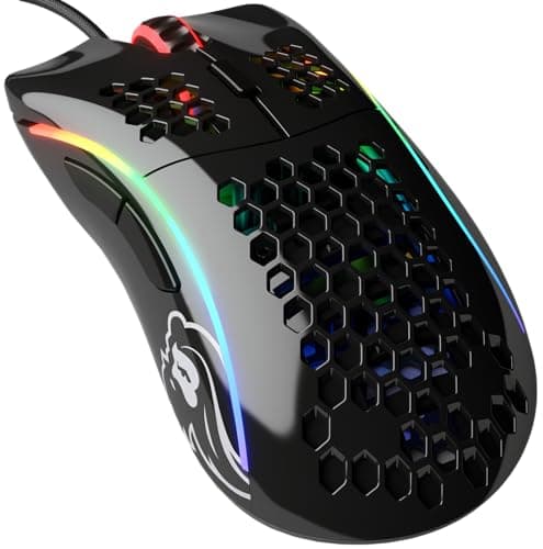 Image of GLORIOUS Gaming Model D Wired Gaming Mouse - 68g Superlight Honeycomb Design, RGB, Ergonomic, Pixart 3360 Sensor, Omron Switches, PTFE Feet, 6 Buttons - Glossy Black