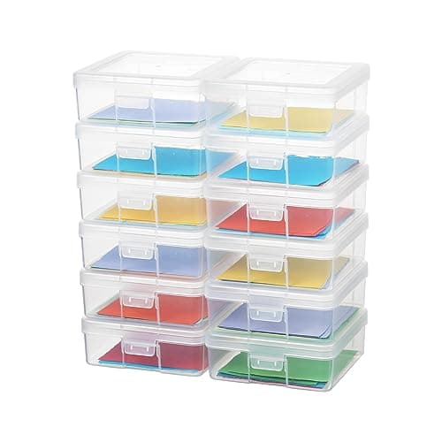 Image of novelinks Stackable Plastic Clear Storage Box Containers with Latching Lid - Art Craft Supply Organizer Storage Containers for Pencil Box, Lego, Crayon, Beads, Jewelry (12 Pack Small -Clear)
