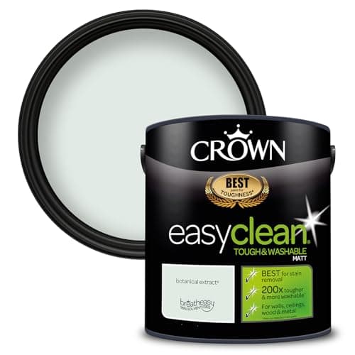 Image of CROWN Botanical Extract - Tough & Washable - Matt Emulsion Paint - Stain Resistant - Light Green Paint - 2.5L