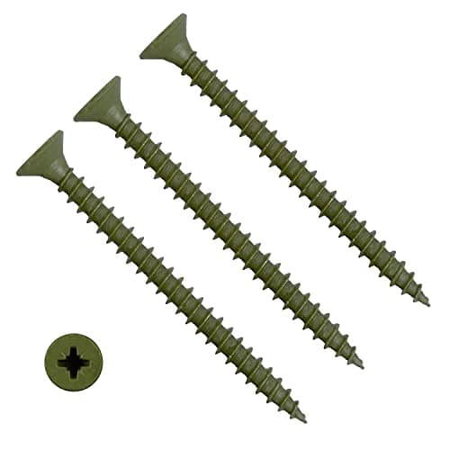 Image of TERF® Decking Screws 4.0 X 40mm Pozi Drive Flat Countersunk Head Green Finish Anti Corrosion Screws 4.0 X 40mm For Decking Fence Floorboard Hard And Softwood - Pack of 100