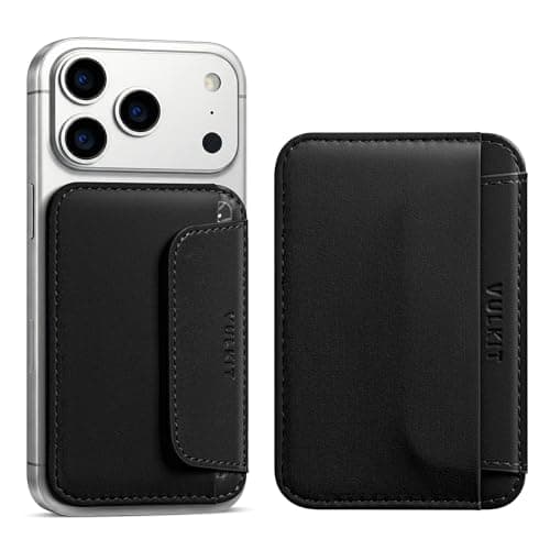 Image of VULKIT Card Holder for Phone Slim Credit Card Holder for Men & Women Cards Wallet Stick On Phone Case Elastic Coins Pocket, Black