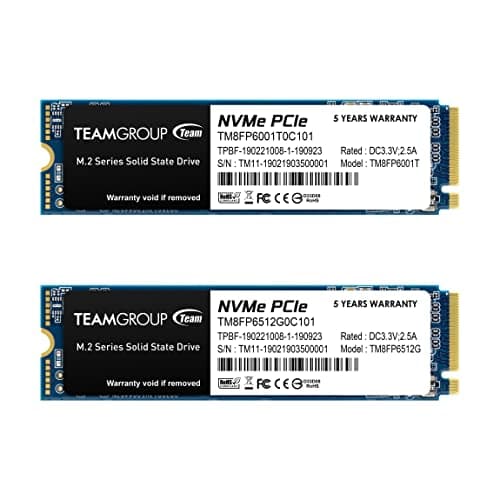 Image of TEAMGROUP 2 x MP33 512GB 3D NAND TLC NVMe 1.3 PCIe Gen3x4 M.2 2280 Internal Solid State Drive (Read/Write 1700/1400MB/s) Compatible with TM8FP6512G0C1P1 Laptop and Desktop PC