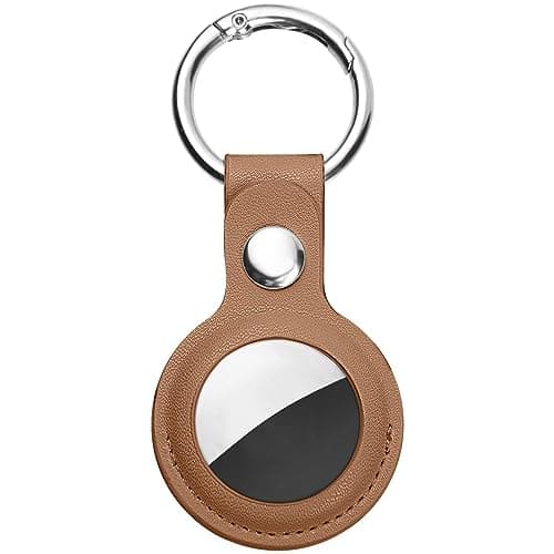 Image of Ainiv Protective Case for Apple Airtags, 1 Pack Brown PU Leather Keyring Case, Tracker Cover for AirTags, Pet Dog Cat Collar Locator Tracker Cover, Key Finder Case for AirTag