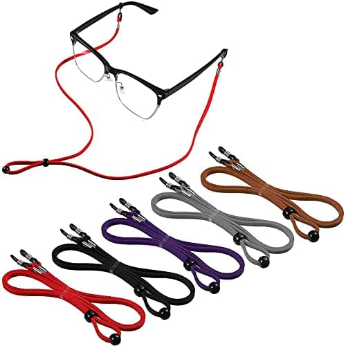 Image of 5pcs Eyeglass Strap Chains Cord Adjustable,Sports PU Leather GlassesStrap,Glasses Strap Spectacles Cord Sport Sunglass String Lanyards Eyewear Retainer for Outdoor Activities Reading Glasses