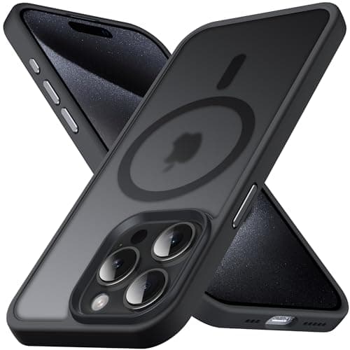 Image of Anqrp Designed for iPhone 15 Pro Magnetic Case, [Support Magsafe] [Military Grade Protection] Super Soft Silicone Slim Phone Case Cover Compatible with iPhone 15 Pro 6.1", Black