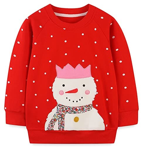 Image of TEDD Girls Christmas Sweatshirt for Kids Cotton Top Casual Jumper Girl T Shirt Toddler Clothes Long Sleeve Pullover Winter Spring Age 7-8 Years