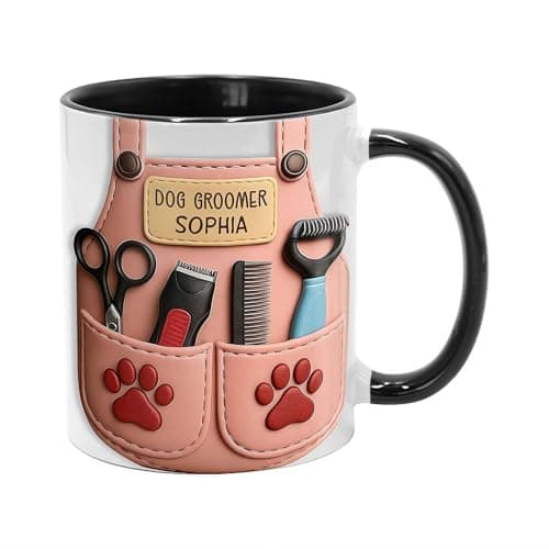 Image of Custom Dog Groomer Mug,Humorous Pets Groomer Hairdresser Funny Novelty Gift,Personalised Mug for Dog Groomer,Customized Name Tea Coffee Ceramic Cup for Dogs Lovers,Dogs Stylist Gifts