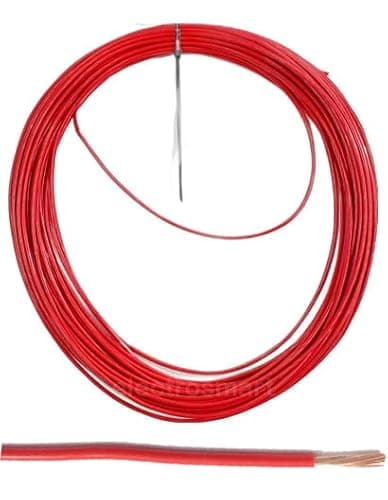 Image of electrosmart 12V 24V Single Core Copper Automotive Auto Car Marine Stranded Thin Wall Cable/Wire Red or Black 0.5mm² 11 Amps (11A) (Red, 10m)