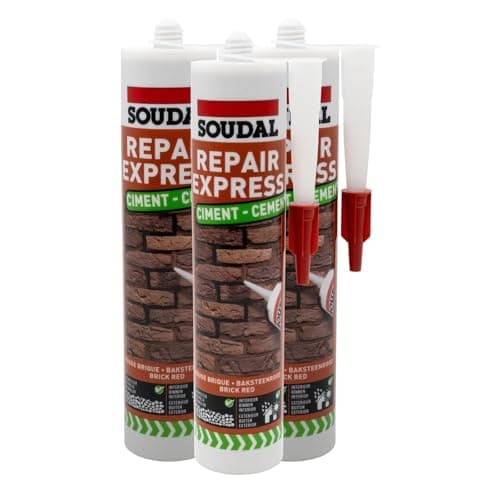 Image of Soudal Repair Express Cement Arylic Polymer Textured Sealant (3 Pack) - Brick Red