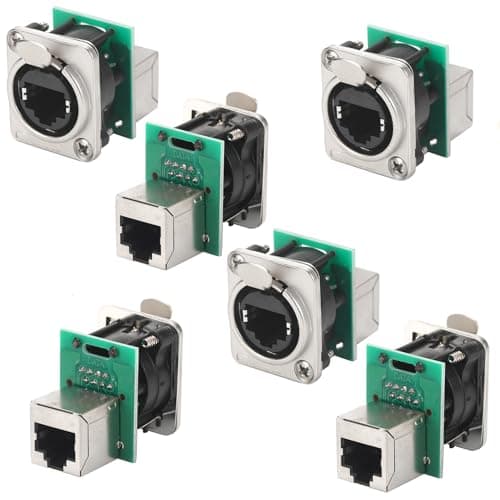 Image of ANMBEST 2PCS NE8FDP-B Ethercon RJ45 Chassis Socket, Pass/Feed Through D Series Cat5E Panel Mount Connector