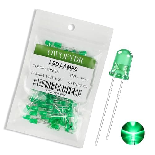 Image of OWOFYDR 100pcs 5mm Green LED Diode Lights diffused lamp (Color Lens Round DC 3V 20mA) Bright Lighting Bulb Lamps Electronic Component Indicator Light Emitting diode