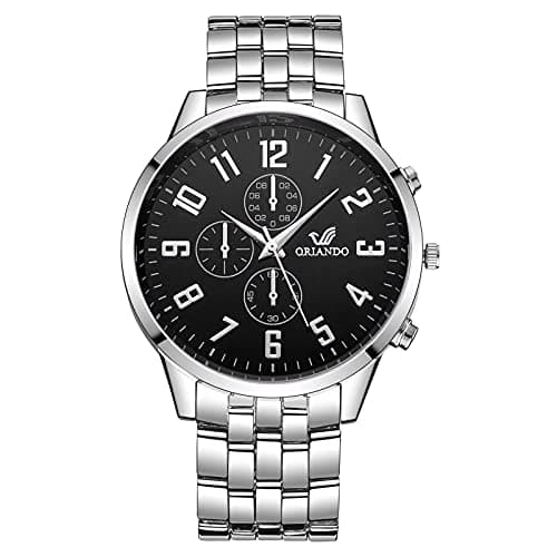 Image of Classic Luxury Black Fashion Strap Business Mens Quartz Chronograph 2021 Wristwatch Steel Men's Watch Solar Watches for Women (Black, One Size)