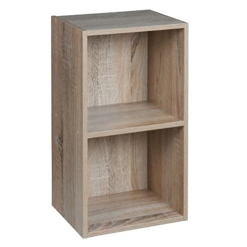 Image of URBNLIVING Tier Wooden Bookcase Shelving Display Storage Shelf Unit Wood Shelves (Antique Oak, 2 Shelf)