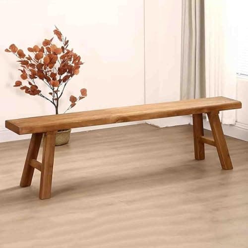 Image of Misorat Indoor Farmhouse Rustic Wooden Narrow Bench, Natural Wood Kitchen Living Room Dining Bench, Breakfast Nook Kitchen & Dining Room Benches,50cm