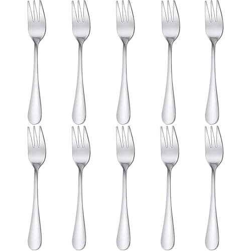 Image of 10 PCS Cake Forks, Stainless Steel Dessert Forks Small Forks Pastry Forks, Mini Fruit Forks Mirror Polished Cutlery for Cake Dessert Kitchen Home Party Dining Use