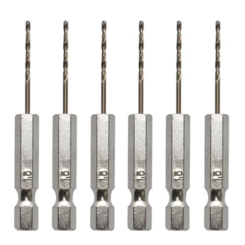 Image of Xiciki 6 Pcs 1.5mm Hex Shank Drill Bits Set, High Speed Steel, Twist Drill Bit, Wood, Stainless Steel, Metal, Plastic