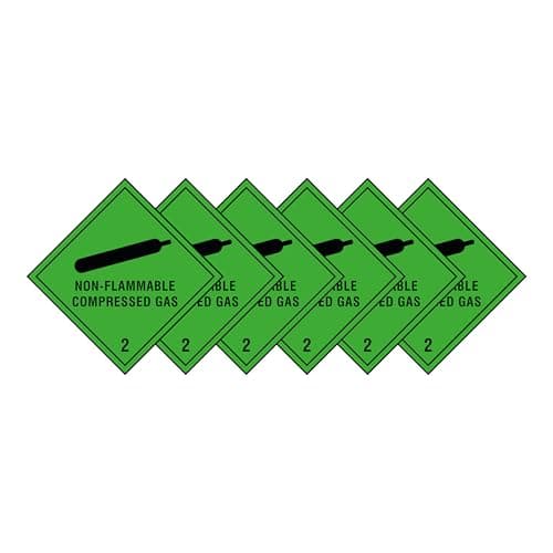 Image of Non-Flammable Compressed Gas 2 Hazard Diamond Multi Pack 100mm x 100mm Strong Adhesive Vinyl Stickers for Safety (6)