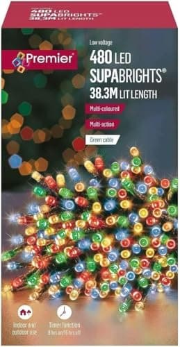 Image of Premier 480 LED (38.3m) Supabright LED Christmas Lights with Timer Multi Coloured