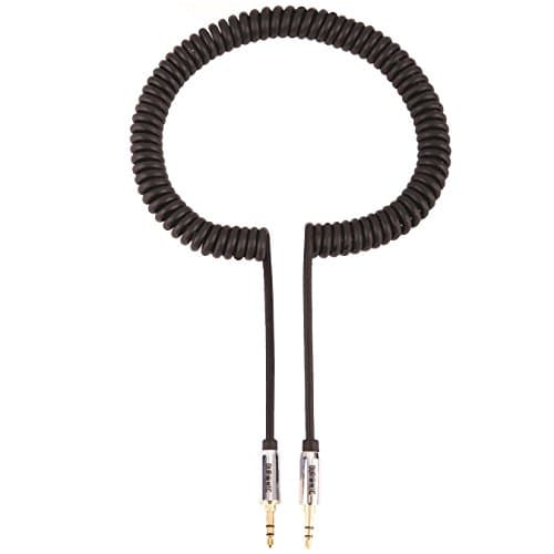 Image of Duronic Aux Cable 3M | 3.5mm Male-to-Male Jacks | Coiled Auxiliary Lead that Extends to 3 Metres | Extendable Wire