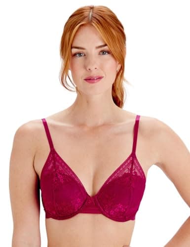 Image of Pretty Polly Women's Botanical Lace High Apex Bra Padded, Red (Fuchsia), 32B