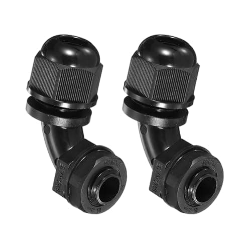 Image of sourcing map 2Pcs M12 Cable Gland, 90 Degree Elbow Nylon Joint IP68 Waterproof Spiral Adjustable Cord Connector with Gaskets for 4-8mm Wire