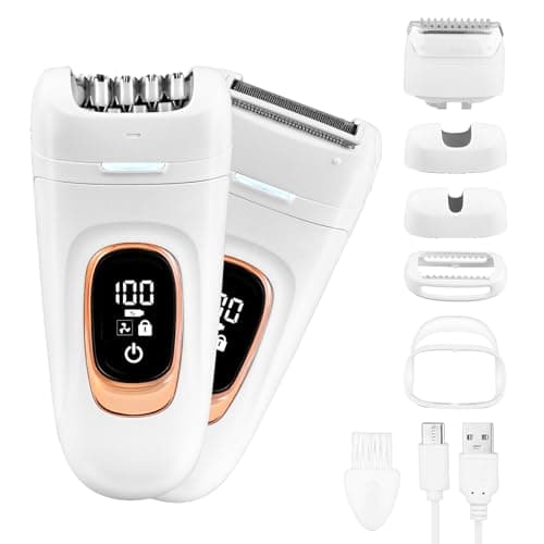 Image of Epilator,2 in 1 Epilator for Women, 2 Speeds Rechargeable & Cordless with LCD Display Screen Hair Removal Device,Wet and Dry Lady Shaver for Face Legs Arms Armpit Bikini