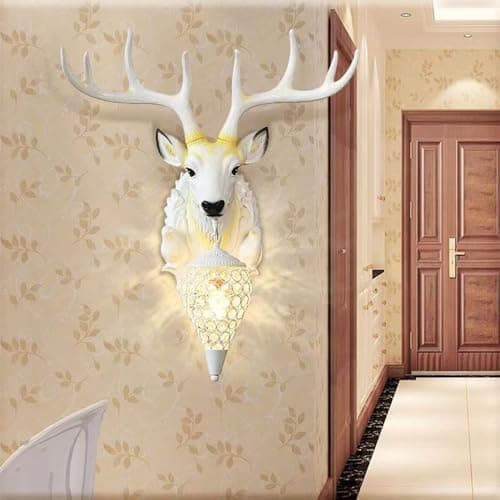 Image of Contemporary Deer Wall Lamp LED Indoor Creative Resin Sconce Light for Decor Home Living Room Bedroom Decor (G D57cm 1pcs)
