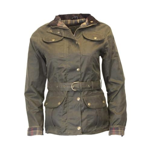 Image of WALKER AND HAWKES - Ladies Wax Florence Motorcycle Jacket - Olive - 16
