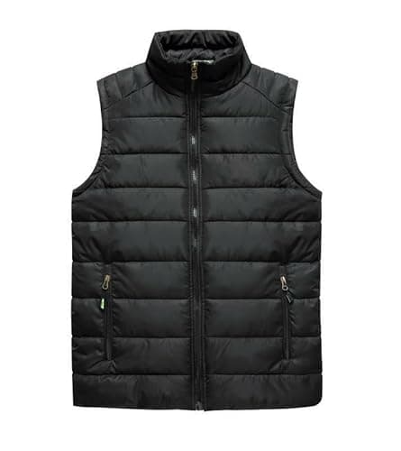 Image of Vibes Men's Quilted Padded Gilet jacket | Versatile Military Jacket Body Warmer with Durable Polyester, Stylish Fit, and Multiple Pockets (XXL, Black)
