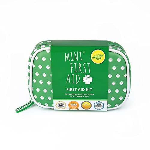 Image of Mini First Aid Kit - 74 Items Kids First Aid Kit Includes Plasters, Bandages, Scissors, Tweezers & Burn Gel – for Car, Home, Office, Travel & Camping - Ideal for Babies & Kids – As Seen on Dragons Den