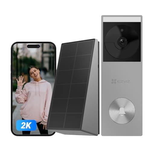 Image of EZVIZ 2K Solar Doorbell Camera Removal-Free Charging No Monthly Fee, 8 GB Local Storage, 162° Wide View, Wireless & Wired, Colour Night Vision, AI Detection, Front Door Camera (CP3 Pro)