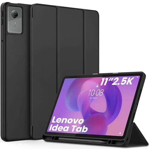 Image of EasyAcc Case for Idea Tab 2025 11 inch with Pencil Holder (TB-336ZU TB-336FU) Slim Protective Case with Stand PU Leather Tablet, Black