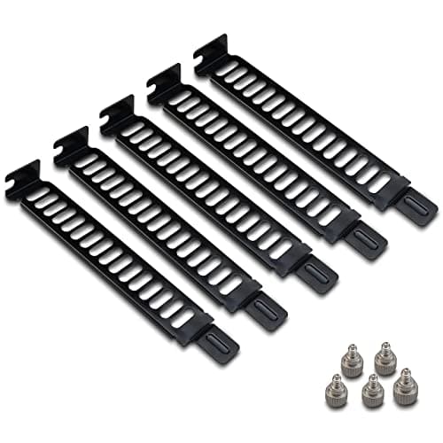 Image of Akasa Steel Vented PCI Slot Cover Bracket | Full Profile Expansion Slot Cover Plate | PC Blanking Plate | Included Screws | 5 Pack | Black | AK-MX302-KT05