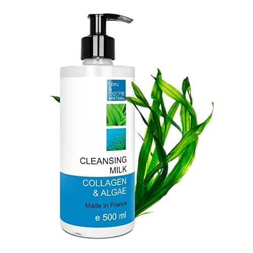 Image of bleu & marine Bretania - Collagen & Algae Gentle Cleansing Milk | Skin Nourishing Treatment | Makeup Remover & Pre-Cleanser | Rich in Vitamins, Minerals, Anti-Oxidants | Non-Comedogenic, 500 ml