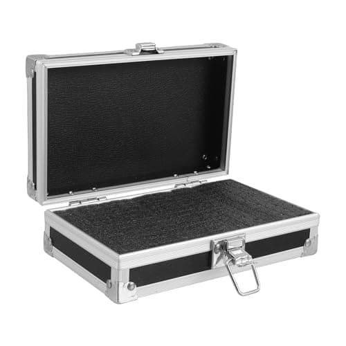 Image of FESTFENDS Portable Aluminum Hard Briefcase: 7in Shockproof Equipment Carrying Case with Pre-Cut Foam Lining - Protective Storage Case for Wireless Microphone Camera Accessories