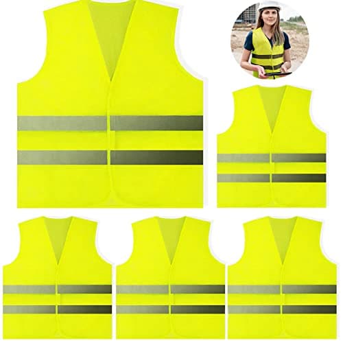 Image of 5 Pack Hi Vis Vests,Safety Vest,Standard Size Reflective High Visibility Vests,Unisex Hi Vis Jacket for Traffic Work, Running, Surveyor and Security Guard Construction Vest