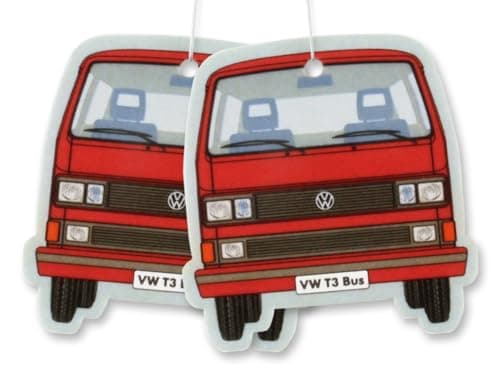 Image of BRISA VW Collection - Volkswagen Air Freshener, Room Freshener, Deodorizer for Cars T3 Bus Vanagon Motif (Vanilla/Red/Set of 2)