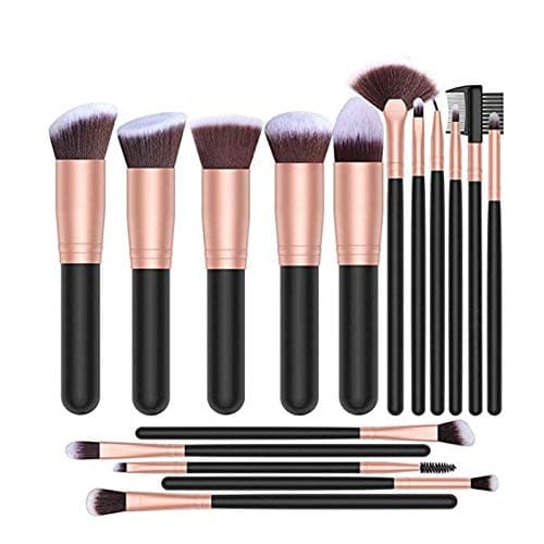 Image of MAXZO Makeup Brushes Set Professional 16-Piece Make Up Brushes Premium Synthetic Foundation Brush Blending Face Powder Blush Concealers Eye Cosmetics Make Up Brush Kits (Rose Gold)