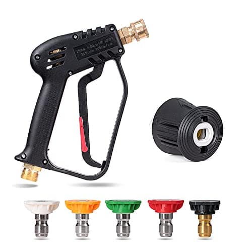 Image of YUET High Pressure Washer Gun Handle with 5 Water Nozzle Tips,Water Wash Cleaner for Car Cleaning Kit(M22 14MM Fitting Hose Connector & 1/4" Karcher Kärcher Quick Connector) Power Wand 4350 PSI