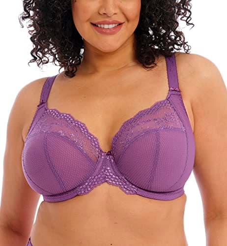 Image of Elomi Women's Charley Stretch Plunge Bra: Stretch Lace & Mesh, Racerback Option. Low Plunge UK Sizes D-JJ, US Sizes D-N, Pansy, 44E