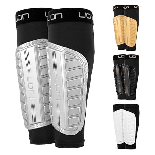 Image of Football Sleeve Style Shin Pads/Guards - Flexible Comfort & Protection - For Kids & Adults - Silver (Small Adults)